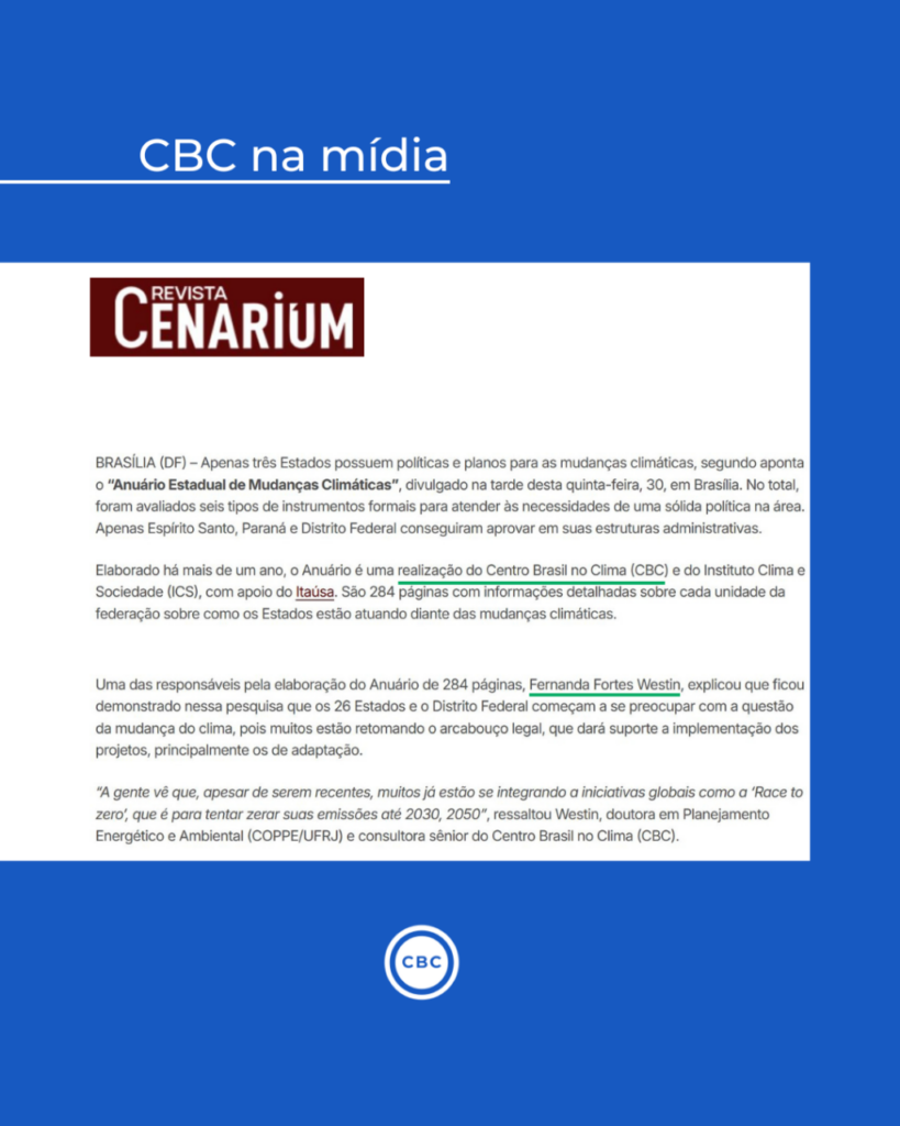 CBC_Anuário Estadual de Mudanças climáticas-destaque nas mídias